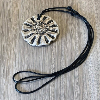 Kubi L006 Sun Raku Pendant Necklace - Handmade gift for her - RAAQUU