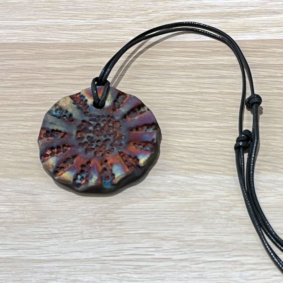 Kubi L006 Sun Raku Pendant Necklace - Handmade gift for her - RAAQUU