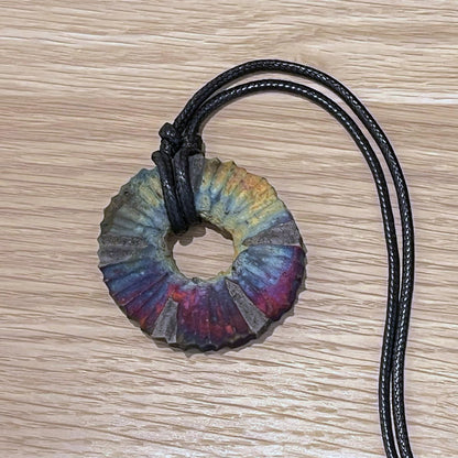 Kubi M008 Circle Ring Raku Pendant Necklace - Handmade gift for her - RAAQUU