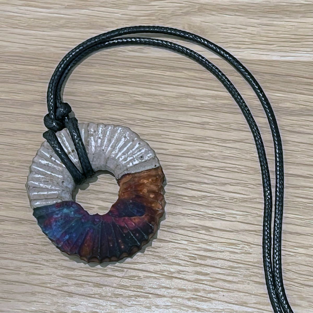 Kubi M008 Circle Ring Raku Pendant Necklace - Handmade gift for her - RAAQUU
