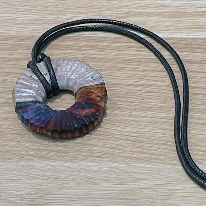 Kubi M008 Circle Ring Raku Pendant Necklace - Handmade gift for her - RAAQUU
