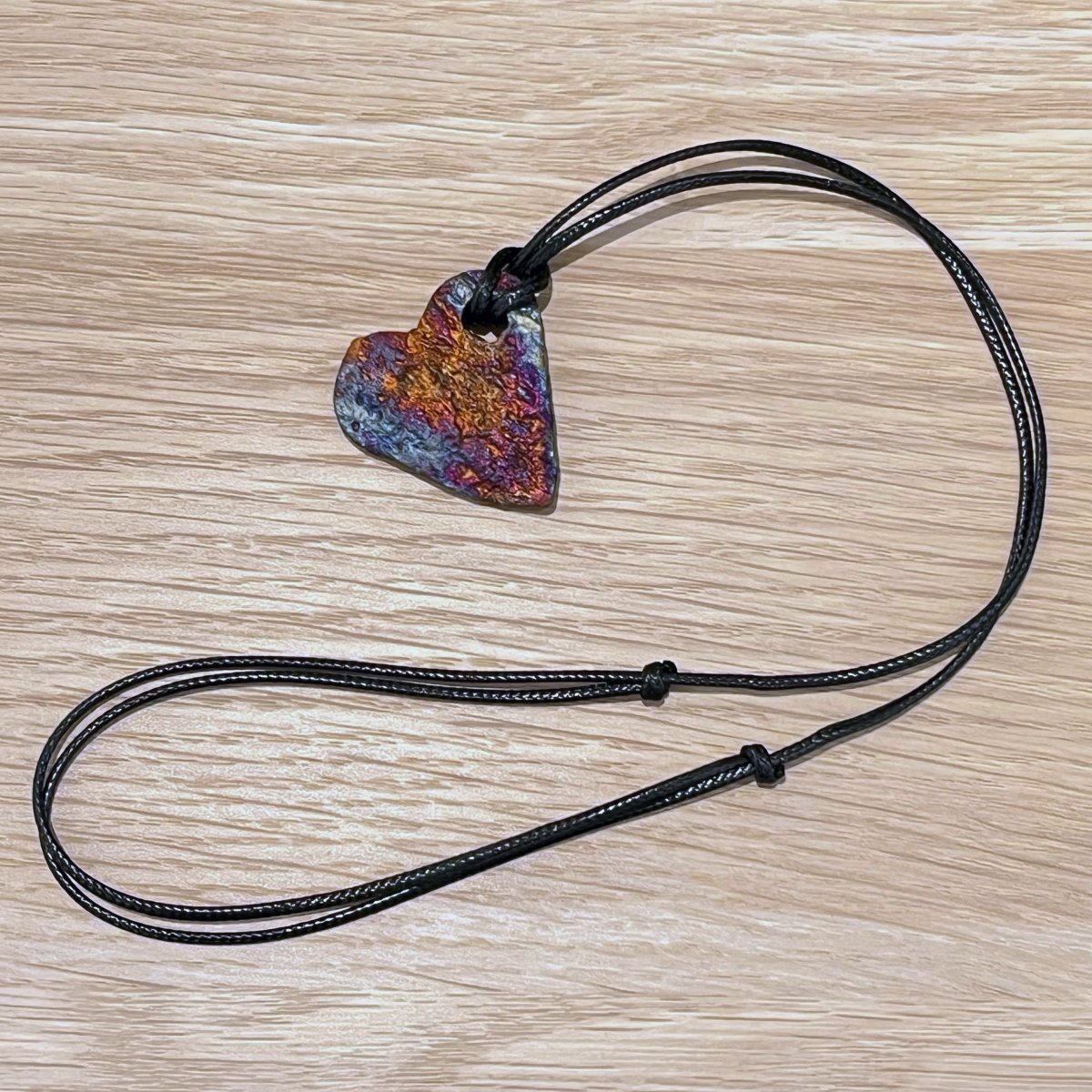 Kubi M010 Love Heart Raku Pendant Necklace - Handmade gift for her - RAAQUU