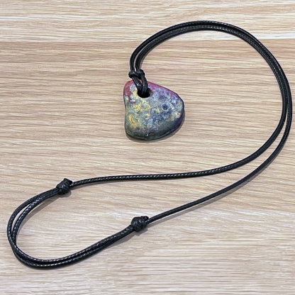 Kubi M013 Stone Triangle Raku Pendant Necklace - Handmade gift for her - RAAQUU