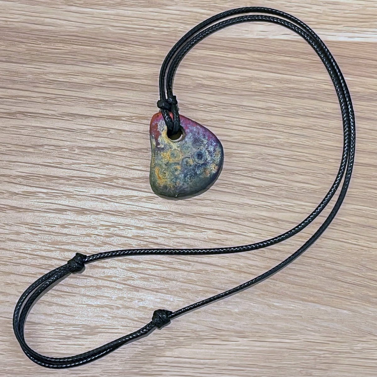 Kubi M013 Stone Triangle Raku Pendant Necklace - Handmade gift for her - RAAQUU