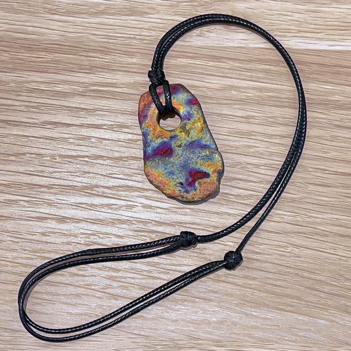 Kubi M016 Organic Oval Raku Pendant Necklace - Handmade gift for her - RAAQUU