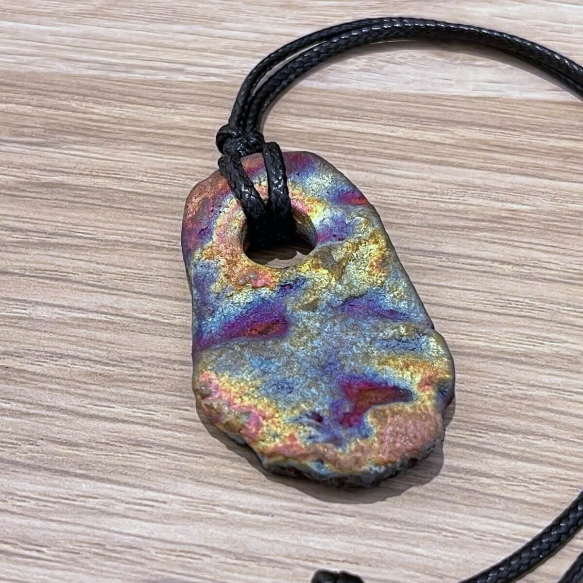 Kubi M016 Organic Oval Raku Pendant Necklace - Handmade gift for her - RAAQUU