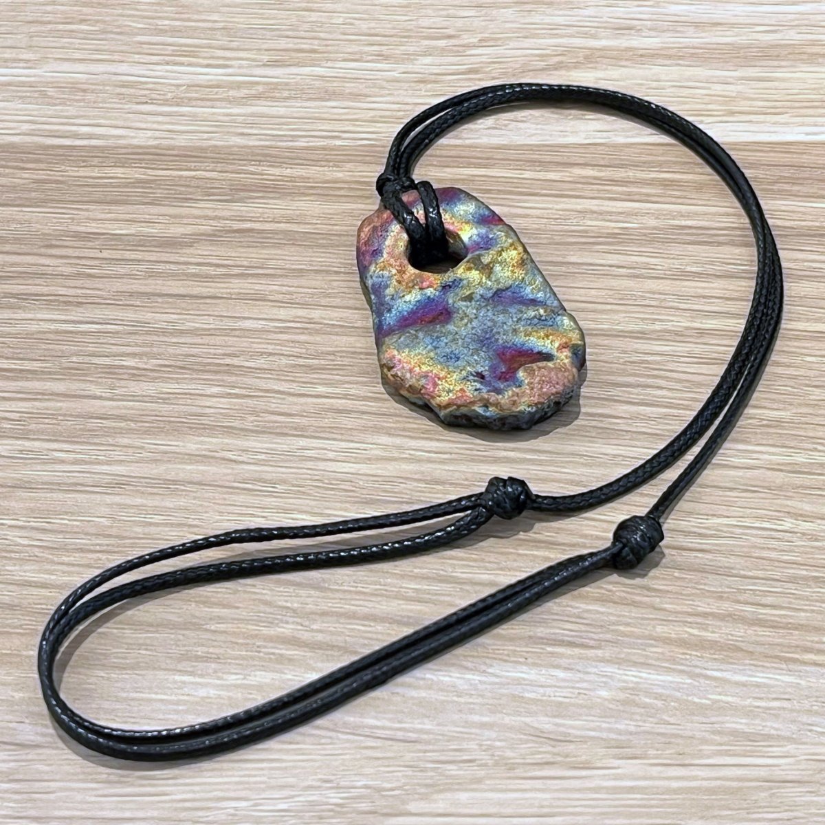 Kubi M016 Organic Oval Raku Pendant Necklace - Handmade gift for her - RAAQUU
