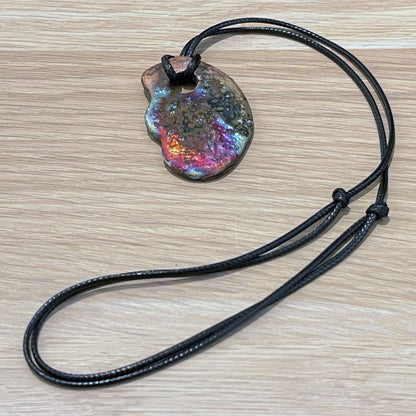 Kubi M020 Organic Oval Raku Pendant Necklace - Handmade gift for her - RAAQUU