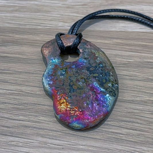 Kubi M020 Organic Oval Raku Pendant Necklace - Handmade gift for her - RAAQUU