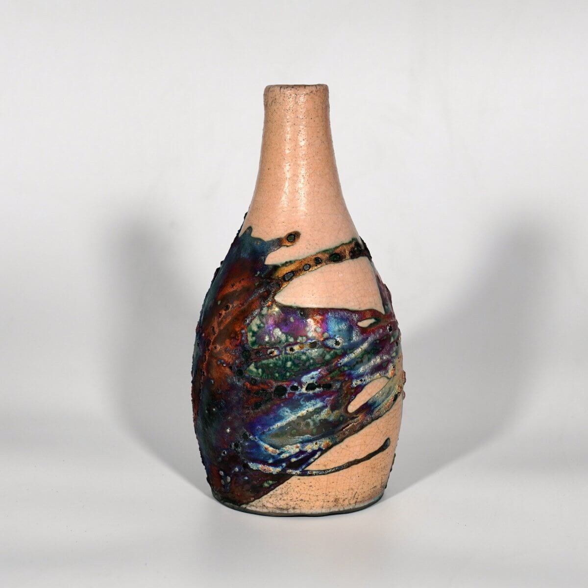 Natsu Ceramic Raku Pottery Vase Unique Handmade ceramic pottery raku vases, urns, and home decor, sculptures, wall decor, gifts by Adil Ghani