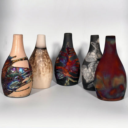 Natsu Ceramic Raku Pottery Vase Unique Handmade ceramic pottery raku vases, urns, and home decor, sculptures, wall decor, gifts by Adil Ghani