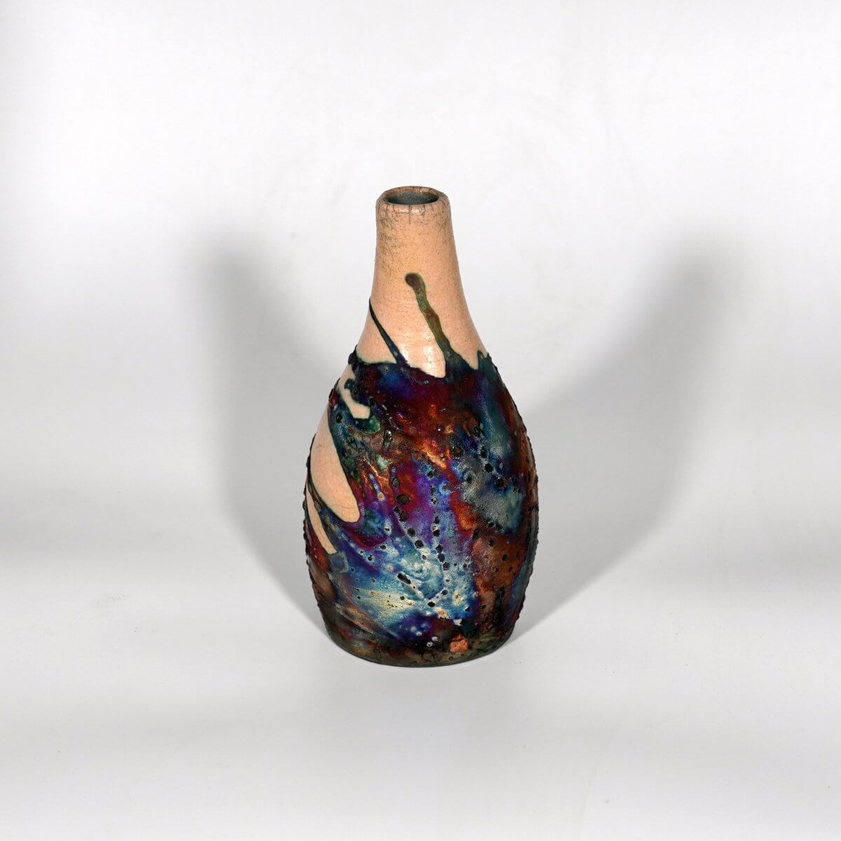 Natsu Ceramic Raku Pottery Vase Unique Handmade ceramic pottery raku vases, urns, and home decor, sculptures, wall decor, gifts by Adil Ghani