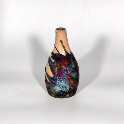 Natsu Ceramic Raku Pottery Vase Unique Handmade ceramic pottery raku vases, urns, and home decor, sculptures, wall decor, gifts by Adil Ghani