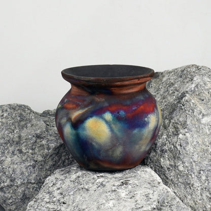 RAAQUU HOFU raku pottery vase - RAAQUU
