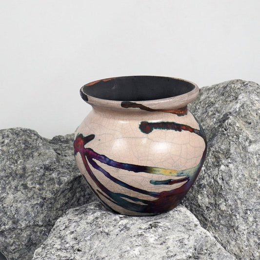 RAAQUU HOFU raku pottery vase - RAAQUU
