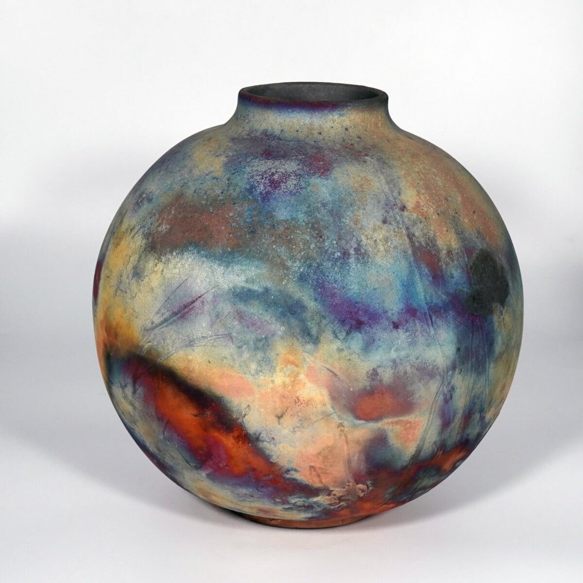 RAAQUU Large Globe Ceramic Vase Full Copper Matte S/N0000769 11" Raku Pottery Unique Handmade ceramic pottery raku vases, urns, and home decor, sculptures, wall decor, gifts by Adil Ghani