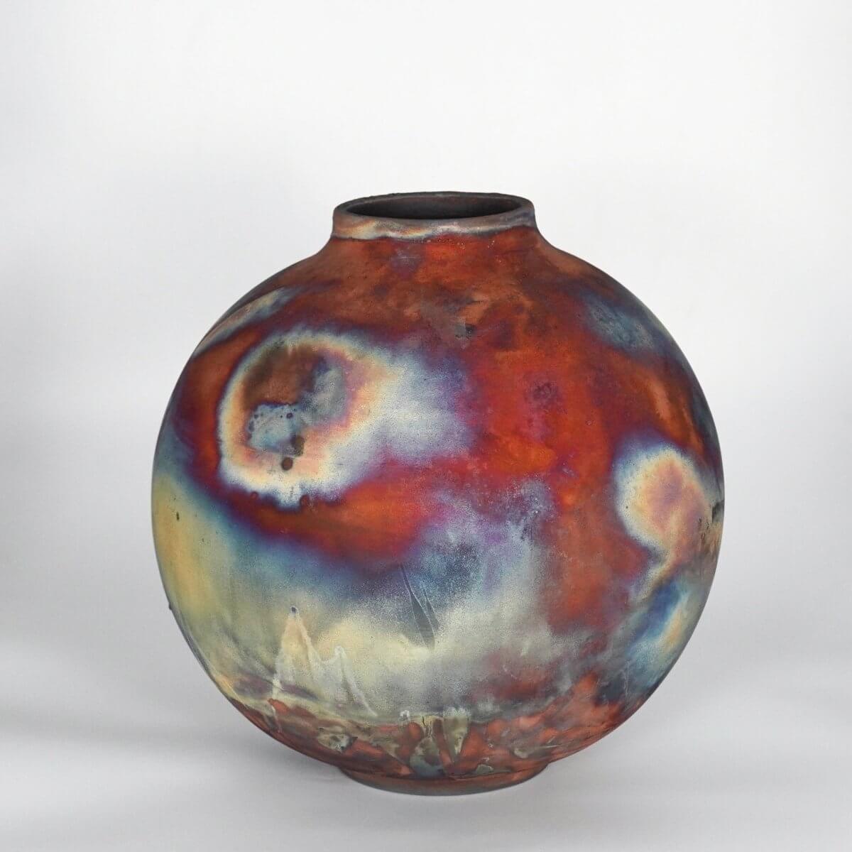 RAAQUU Large Globe Ceramic Vase Full Copper Matte S/N0000799 11" Raku Pottery Unique Handmade ceramic pottery raku vases, urns, and home decor, sculptures, wall decor, gifts by Adil Ghani