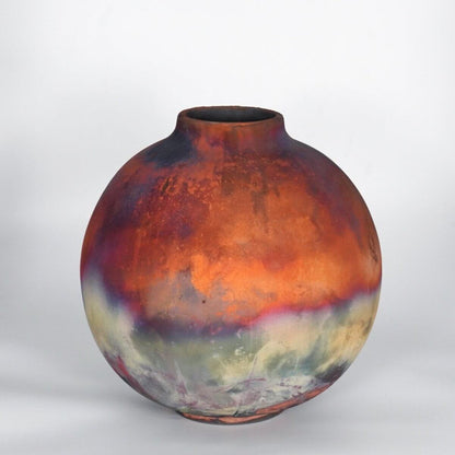 RAAQUU Large Globe Ceramic Vase Full Copper Matte S/N0000877 11" Raku Pottery Unique Handmade ceramic pottery raku vases, urns, and home decor, sculptures, wall decor, gifts by Adil Ghani