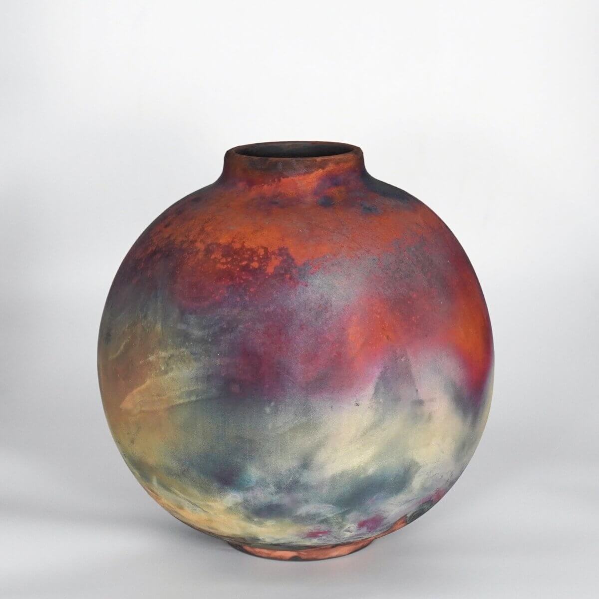 RAAQUU Large Globe Ceramic Vase Full Copper Matte S/N0000877 11" Raku Pottery Unique Handmade ceramic pottery raku vases, urns, and home decor, sculptures, wall decor, gifts by Adil Ghani