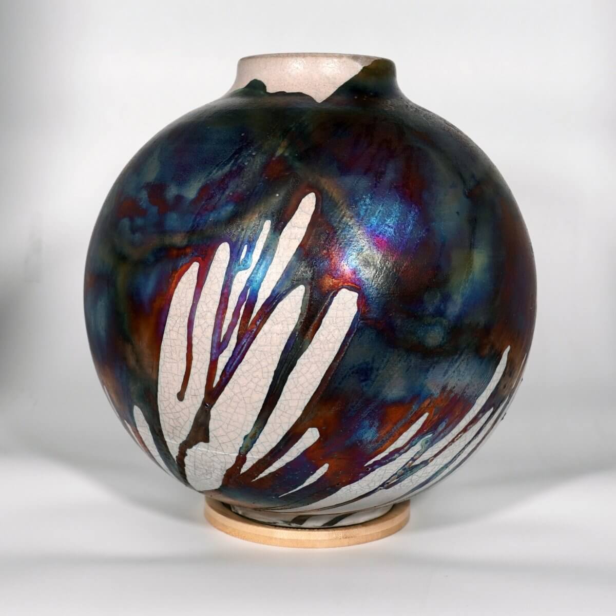 RAAQUU Large Globe Ceramic Vase Half Copper Matte S/N0000772 11" Raku Pottery Unique Handmade ceramic pottery raku vases, urns, and home decor, sculptures, wall decor, gifts by Adil Ghani