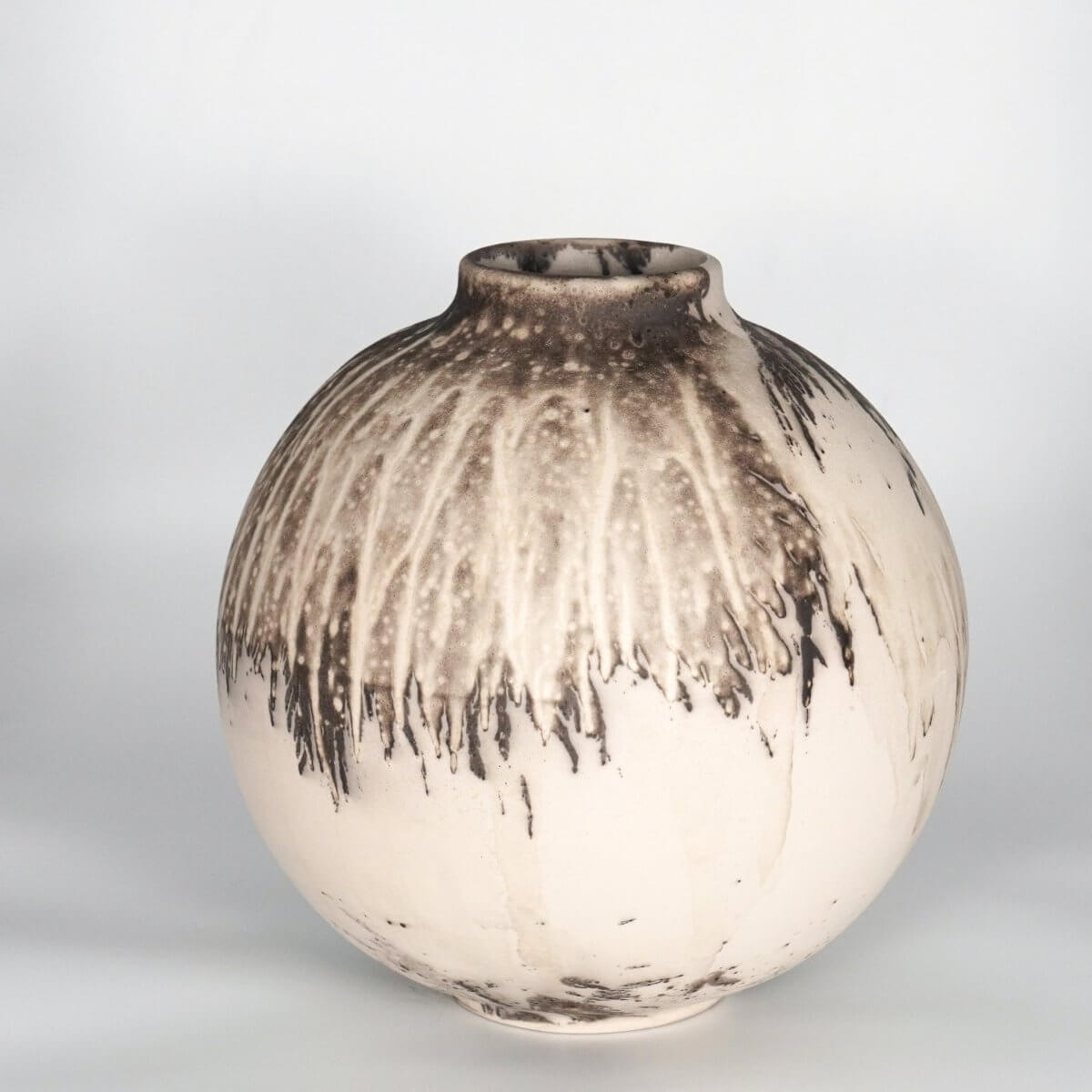 RAAQUU Large Globe Ceramic Vase Obvara S/N0000759 11" Raku Pottery Unique Handmade ceramic pottery raku vases, urns, and home decor, sculptures, wall decor, gifts by Adil Ghani