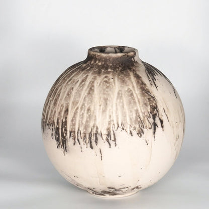 RAAQUU Large Globe Ceramic Vase Obvara S/N0000759 11" Raku Pottery Unique Handmade ceramic pottery raku vases, urns, and home decor, sculptures, wall decor, gifts by Adil Ghani