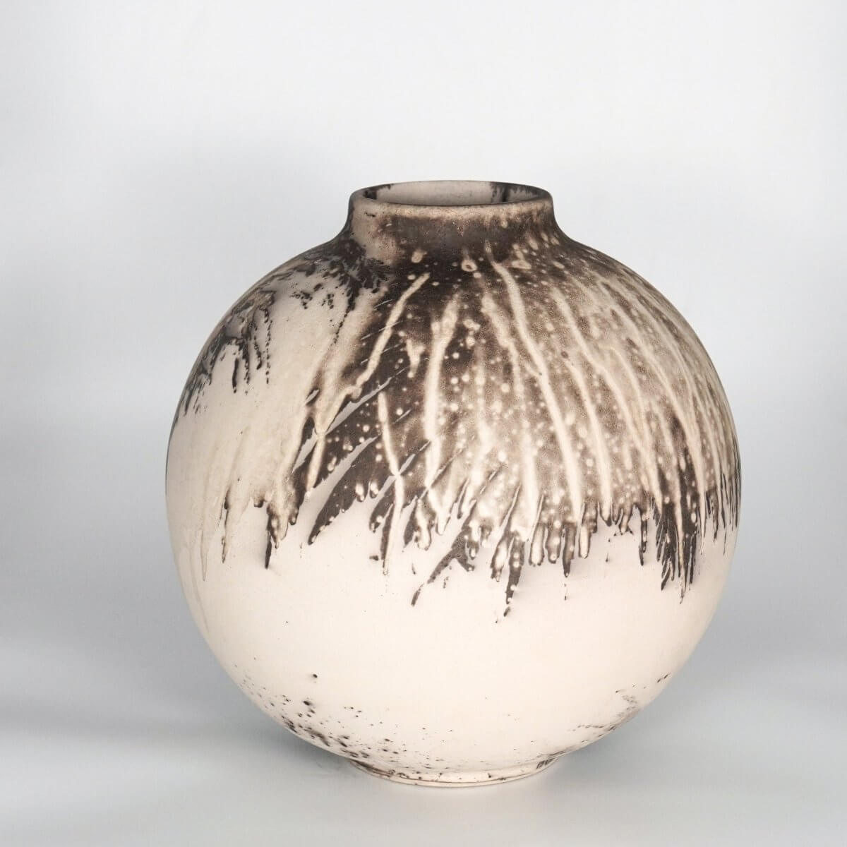 RAAQUU Large Globe Ceramic Vase Obvara S/N0000759 11" Raku Pottery Unique Handmade ceramic pottery raku vases, urns, and home decor, sculptures, wall decor, gifts by Adil Ghani