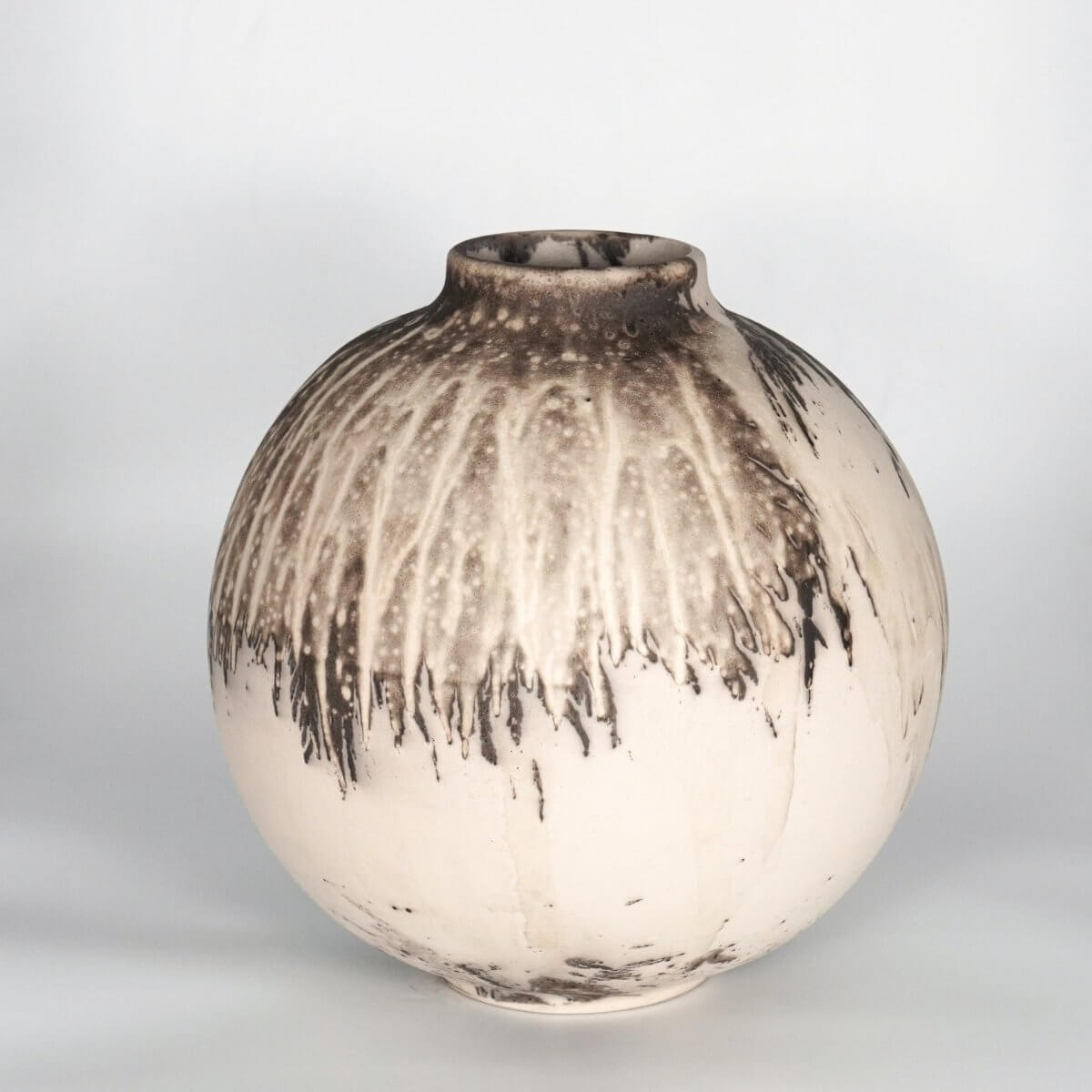 RAAQUU Large Globe Ceramic Vase Obvara S/N0000759 11" Raku Pottery Unique Handmade ceramic pottery raku vases, urns, and home decor, sculptures, wall decor, gifts by Adil Ghani