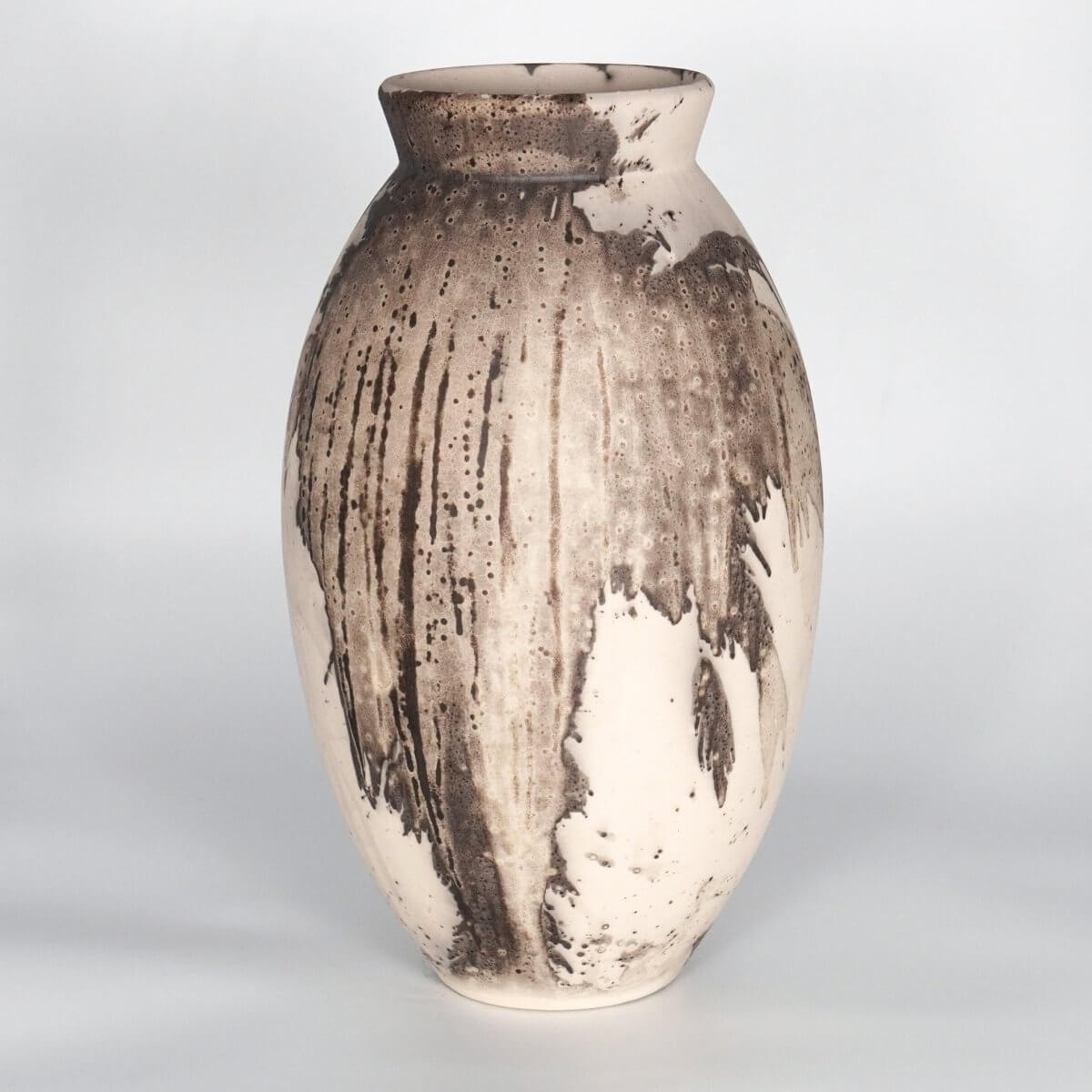 RAAQUU Large Oval Ceramic Vase Obvara S/N0000824 13.5" Raku Pottery Unique Handmade ceramic pottery raku vases, urns, and home decor, sculptures, wall decor, gifts by Adil Ghani