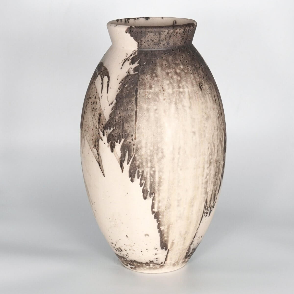 RAAQUU Large Oval Ceramic Vase Obvara S/N0000824 13.5" Raku Pottery Unique Handmade ceramic pottery raku vases, urns, and home decor, sculptures, wall decor, gifts by Adil Ghani