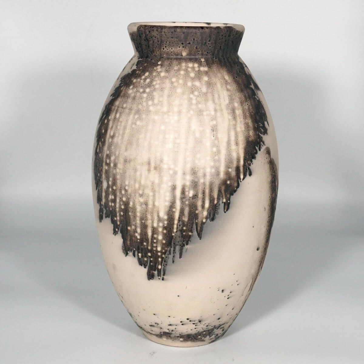 RAAQUU Large Oval Ceramic Vase Obvara S/N0000832 13.5" Raku Pottery Unique Handmade ceramic pottery raku vases, urns, and home decor, sculptures, wall decor, gifts by Adil Ghani