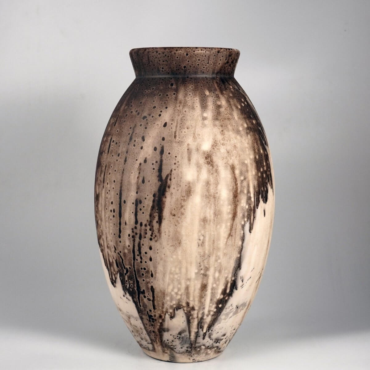 RAAQUU Large Oval Ceramic Vase Obvara S/N0000875 13.5" Raku Pottery Unique Handmade ceramic pottery raku vases, urns, and home decor, sculptures, wall decor, gifts by Adil Ghani