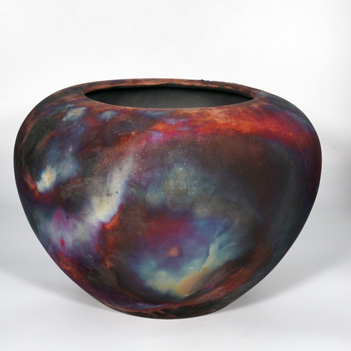 RAAQUU Large Tsubomi Ceramic Vase Full Copper Matte S/N0000842 13" Wide Raku Pottery Unique Handmade ceramic pottery raku vases, urns, and home decor, sculptures, wall decor, gifts by Adil Ghani