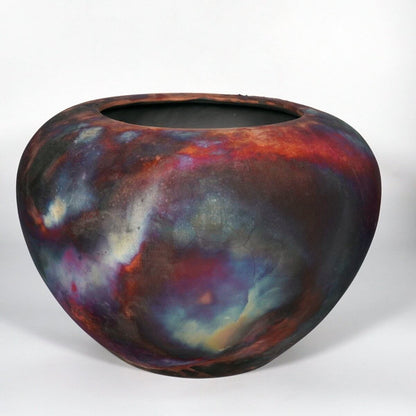 RAAQUU Large Tsubomi Ceramic Vase Full Copper Matte S/N0000842 13" Wide Raku Pottery Unique Handmade ceramic pottery raku vases, urns, and home decor, sculptures, wall decor, gifts by Adil Ghani
