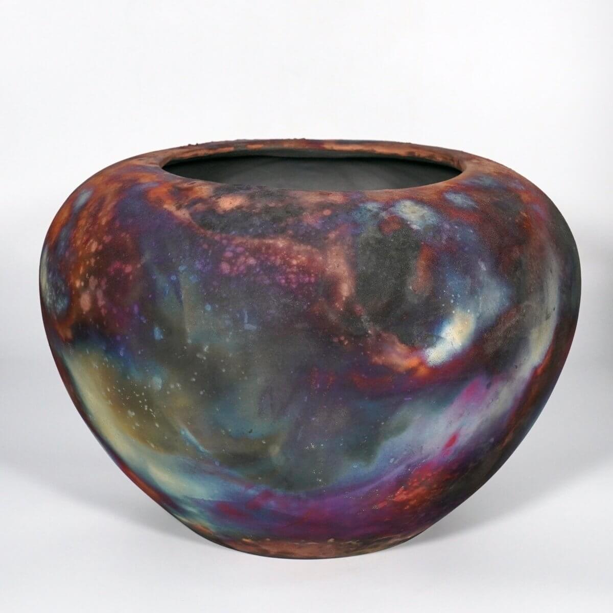 RAAQUU Large Tsubomi Ceramic Vase Full Copper Matte S/N0000842 13" Wide Raku Pottery Unique Handmade ceramic pottery raku vases, urns, and home decor, sculptures, wall decor, gifts by Adil Ghani