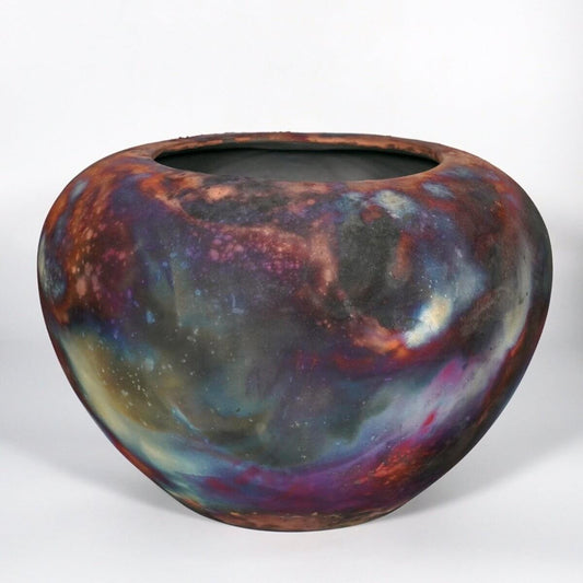 RAAQUU Large Tsubomi Ceramic Vase Full Copper Matte S/N0000842 13" Wide Raku Pottery Unique Handmade ceramic pottery raku vases, urns, and home decor, sculptures, wall decor, gifts by Adil Ghani