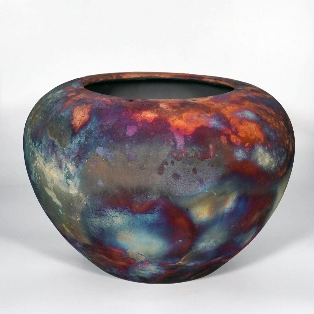 RAAQUU Large Tsubomi Ceramic Vase Full Copper Matte S/N0000842 13" Wide Raku Pottery Unique Handmade ceramic pottery raku vases, urns, and home decor, sculptures, wall decor, gifts by Adil Ghani