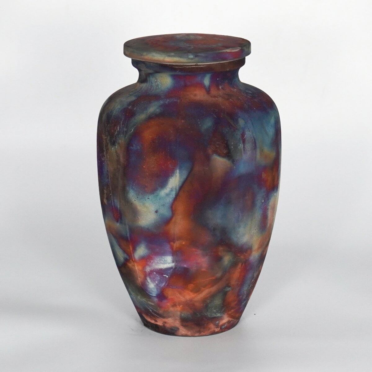 RAAQUU Omoide Ceramic Full Copper Matte Urn for Adult Remains/Ashes S/N8000099 - Raku Pottery 170 cubic inches Unique Handmade Cremation Vessel Unique Handmade ceramic pottery raku vases, urns, and home decor, sculptures, wall decor, gifts by Adil Ghani