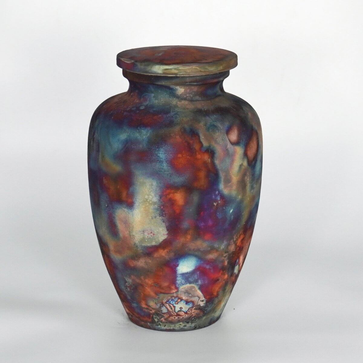 RAAQUU Omoide Ceramic Full Copper Matte Urn for Adult Remains/Ashes S/N8000099 - Raku Pottery 170 cubic inches Unique Handmade Cremation Vessel Unique Handmade ceramic pottery raku vases, urns, and home decor, sculptures, wall decor, gifts by Adil Ghani