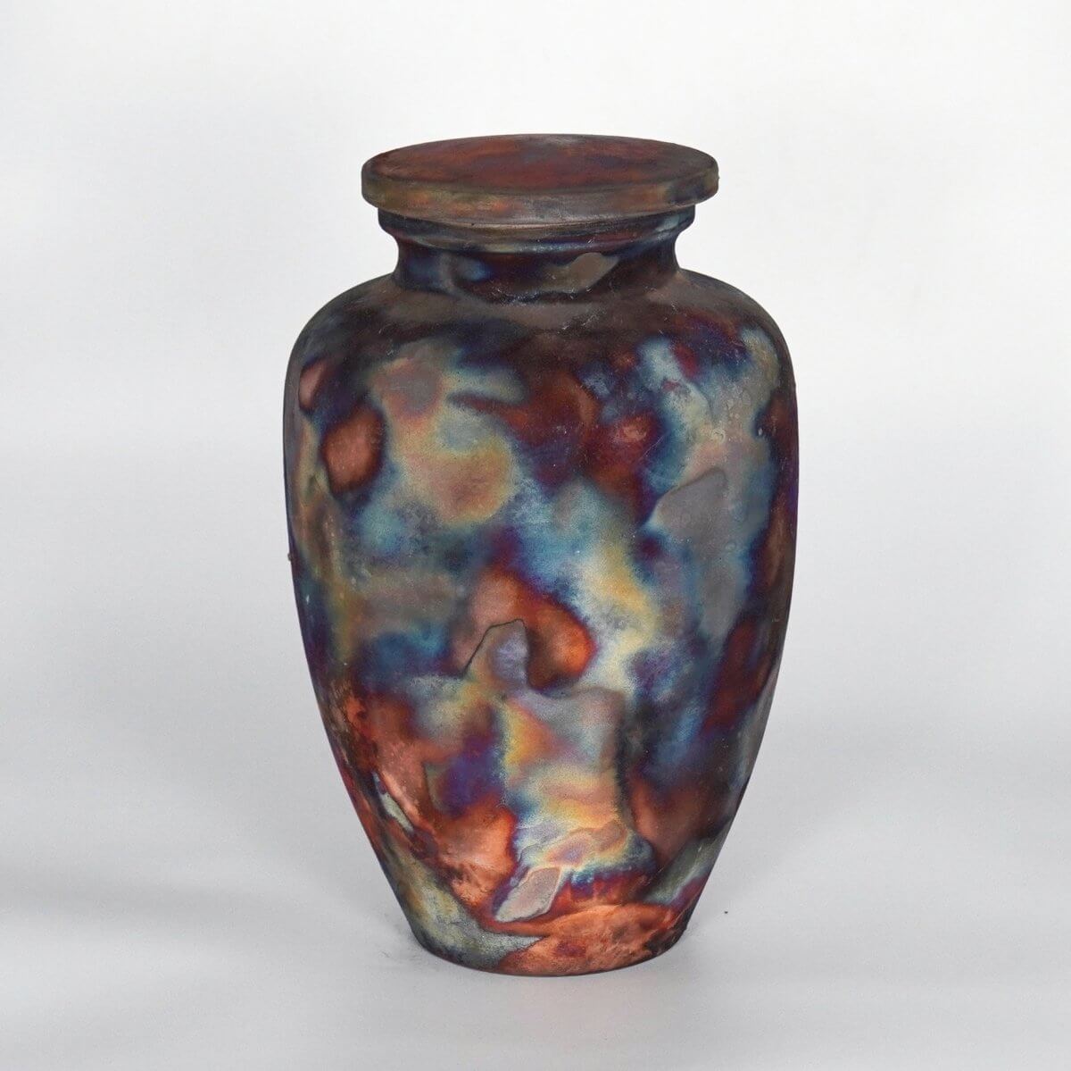 RAAQUU Omoide Ceramic Full Copper Matte Urn for Adult Remains/Ashes S/N8000099 - Raku Pottery 170 cubic inches Unique Handmade Cremation Vessel Unique Handmade ceramic pottery raku vases, urns, and home decor, sculptures, wall decor, gifts by Adil Ghani