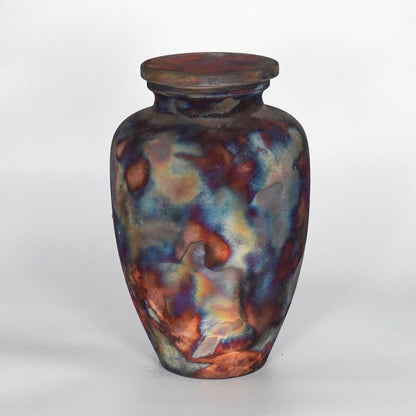 RAAQUU Omoide Ceramic Full Copper Matte Urn for Adult Remains/Ashes S/N8000099 - Raku Pottery 170 cubic inches Unique Handmade Cremation Vessel Unique Handmade ceramic pottery raku vases, urns, and home decor, sculptures, wall decor, gifts by Adil Ghani