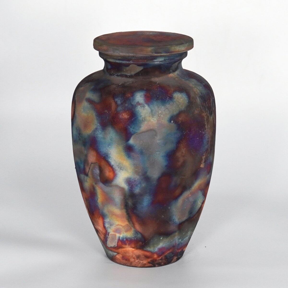 RAAQUU Omoide Ceramic Full Copper Matte Urn for Adult Remains/Ashes S/N8000099 - Raku Pottery 170 cubic inches Unique Handmade Cremation Vessel Unique Handmade ceramic pottery raku vases, urns, and home decor, sculptures, wall decor, gifts by Adil Ghani