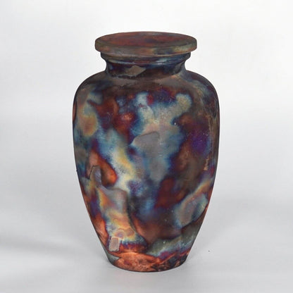 RAAQUU Omoide Ceramic Full Copper Matte Urn for Adult Remains/Ashes S/N8000099 - Raku Pottery 170 cubic inches Unique Handmade Cremation Vessel Unique Handmade ceramic pottery raku vases, urns, and home decor, sculptures, wall decor, gifts by Adil Ghani