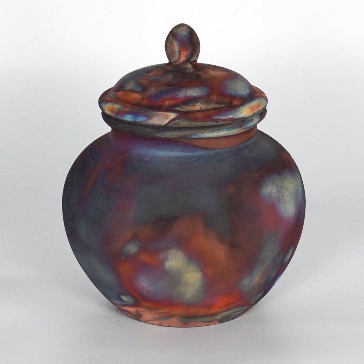 RAAQUU Tamashii Ceramic Full Copper Matte Pet Urn for Remains/Ashes S/N8000119 - Raku Pottery 85 cubic inches Unique Handmade Cremation Vessel Unique Handmade ceramic pottery raku vases, urns, and home decor, sculptures, wall decor, gifts by Adil Ghani