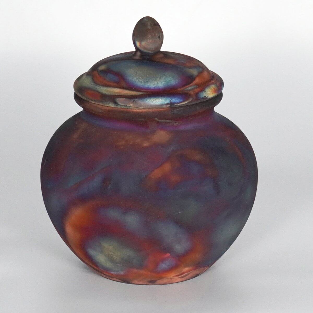 RAAQUU Tamashii Ceramic Full Copper Matte Pet Urn for Remains/Ashes S/N8000119 - Raku Pottery 85 cubic inches Unique Handmade Cremation Vessel Unique Handmade ceramic pottery raku vases, urns, and home decor, sculptures, wall decor, gifts by Adil Ghani
