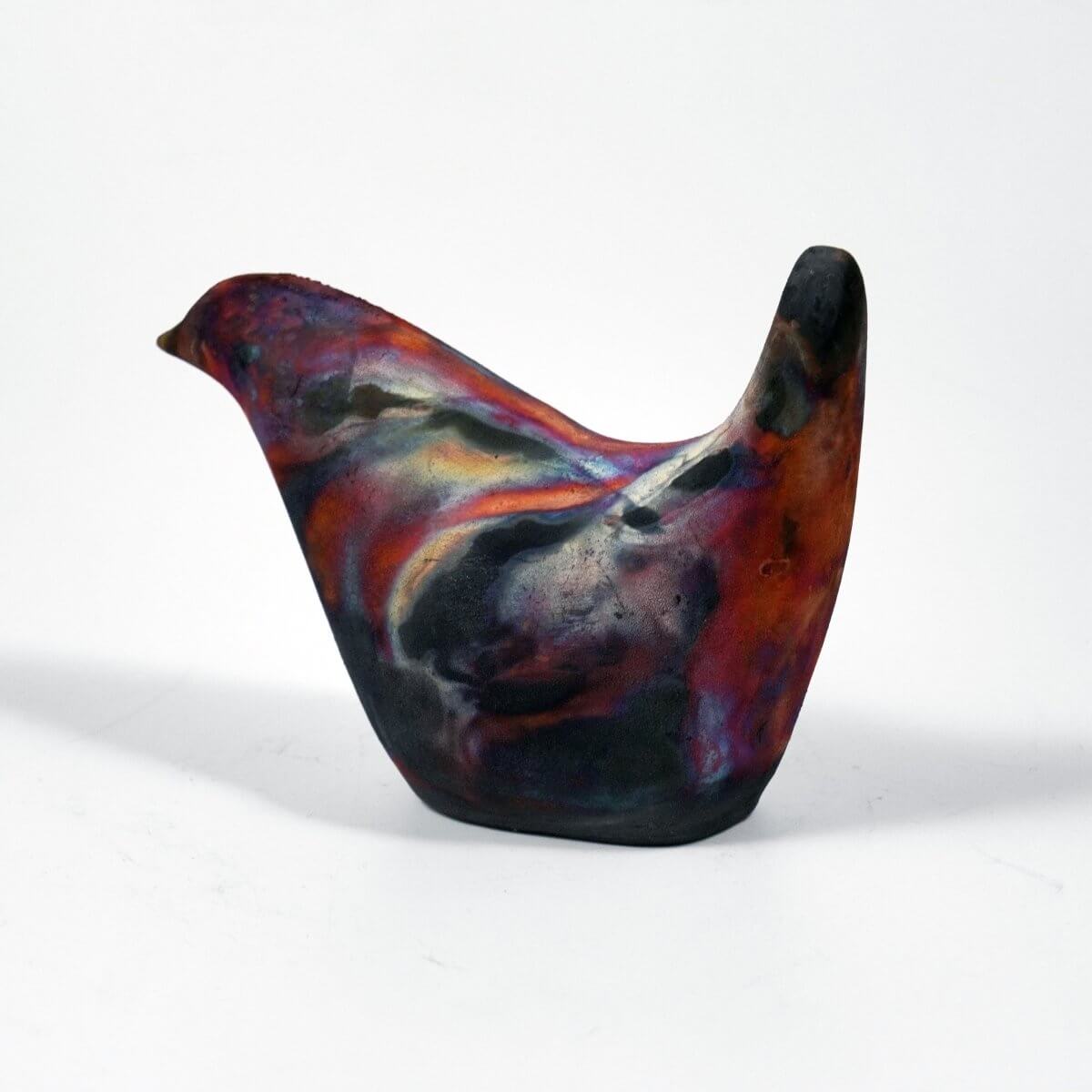 Tori Raku Ceramic Bird Figurine Mini Sculpture Unique Handmade ceramic pottery raku vases, urns, and home decor, sculptures, wall decor, gifts by Adil Ghani