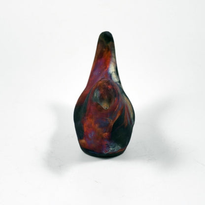 Tori Raku Ceramic Bird Figurine Mini Sculpture Unique Handmade ceramic pottery raku vases, urns, and home decor, sculptures, wall decor, gifts by Adil Ghani