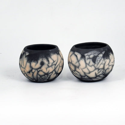 Tsuchi Ceramic Raku Pottery Planter Pot 10CM Wide Finish Set of 2 - RAAQUU