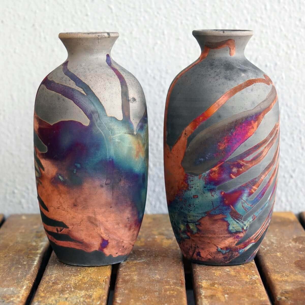 2 Pack Koban Ceramic Raku Vase with Water Tube - RAAQUU Basics ...