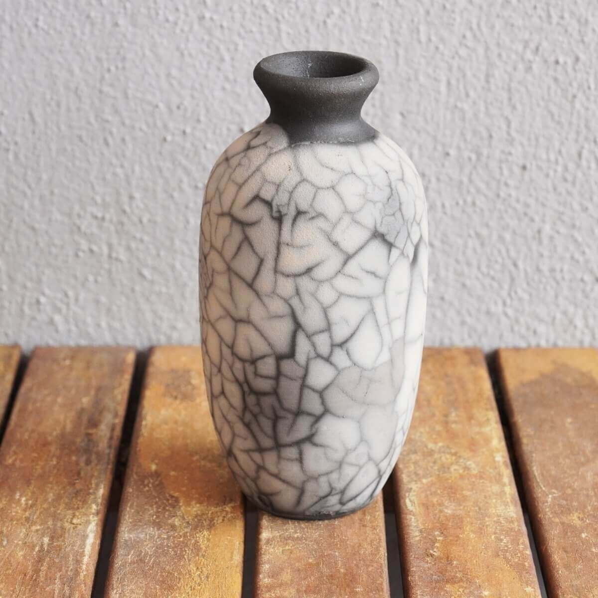 Raku pottery vase ceramic home decor 2 Pack Koban Ceramic Raku Vase with Water Tube - RAAQUU Basics handmade pottery home decor